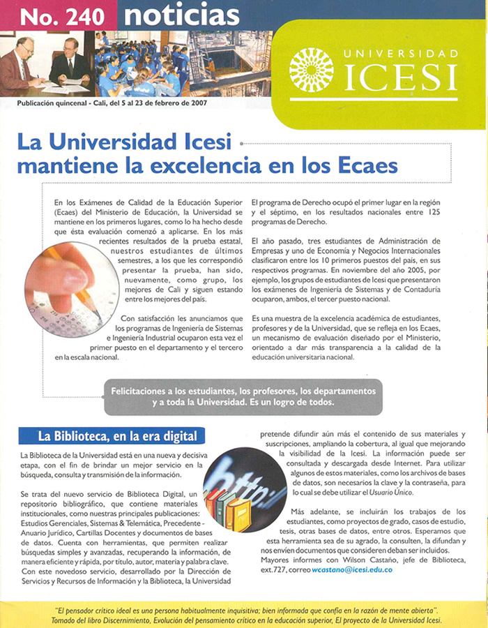 Bolet&iacute;n de Noticias Icesi