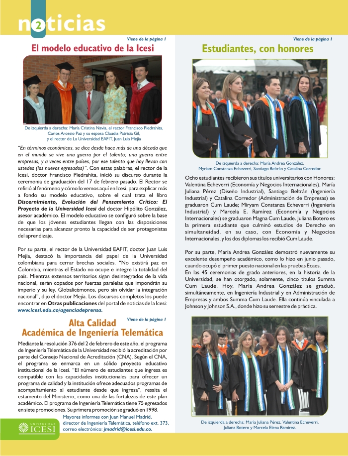Bolet&iacute;n de Noticias Icesi