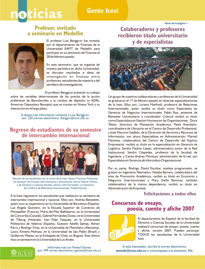 Bolet&iacute;n de Noticias Icesi