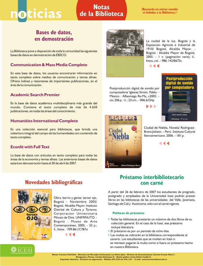 Bolet&iacute;n de Noticias Icesi