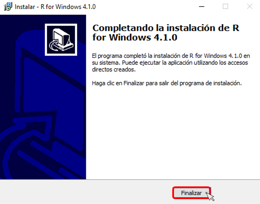 Paso 8 instalación de R en Windows