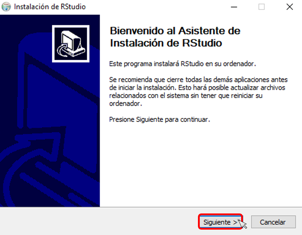 Paso 1 instalación de RStudio en Windows