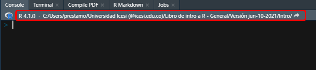 Directorio de trabajo preestablecido.