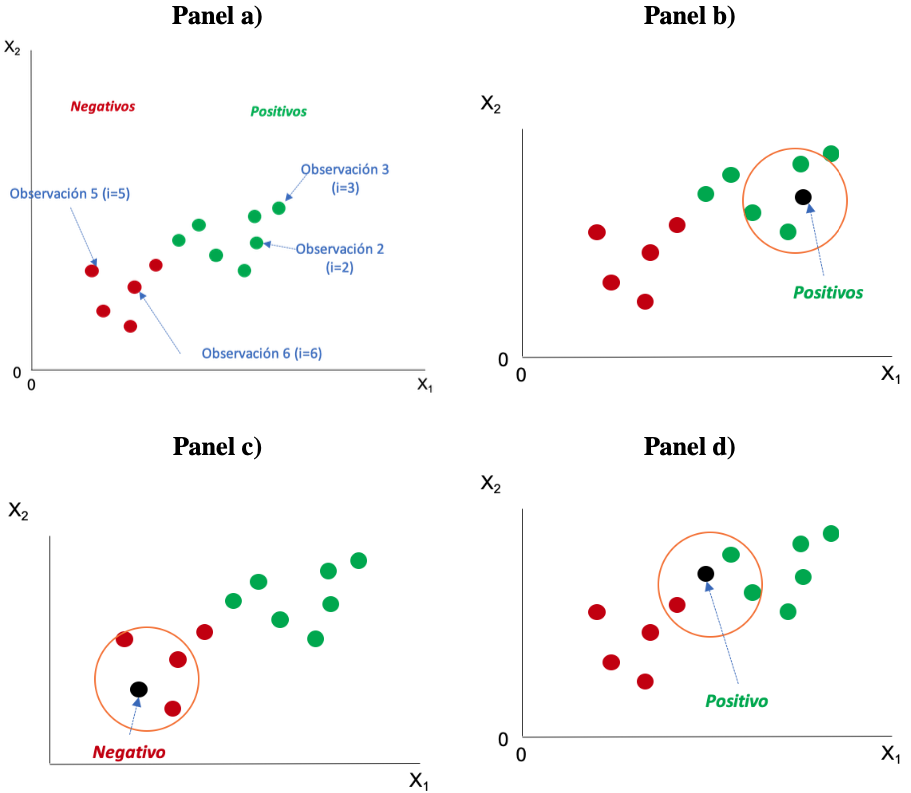 Funcionamiento del algoritmo $kNN$