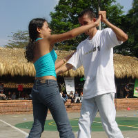 Pareja ganadora del concurso de baile