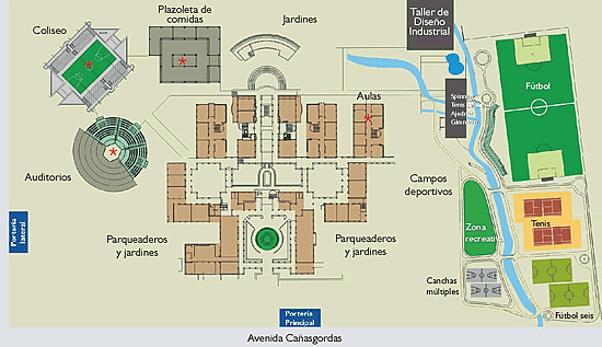 Plano de los nuevos arreglos en la planta física de Icesi