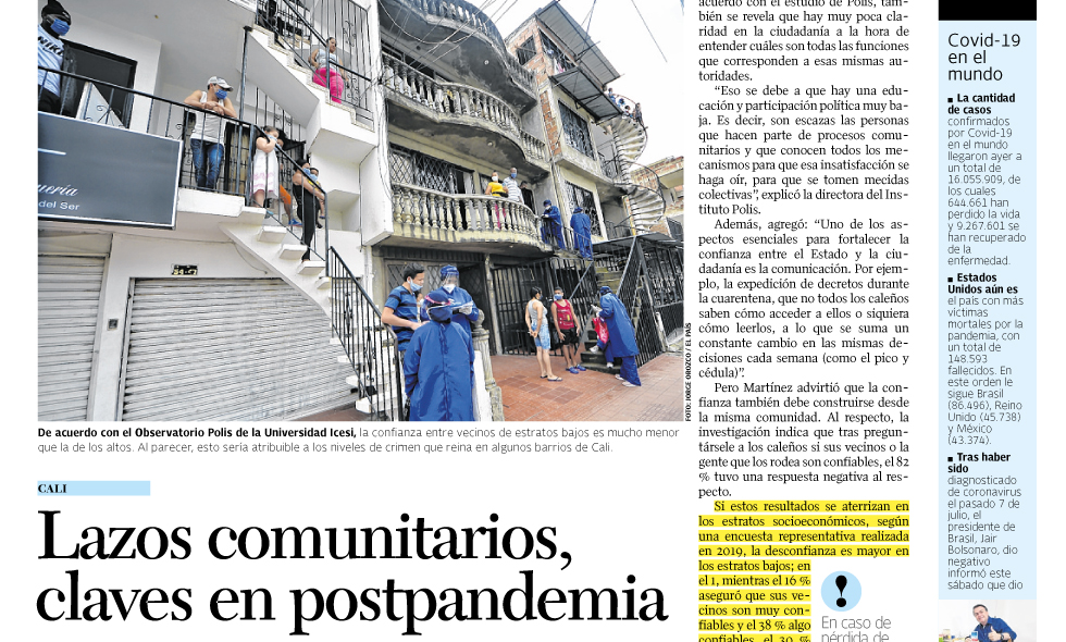 Lazos comunitarios, claves en postpandemia