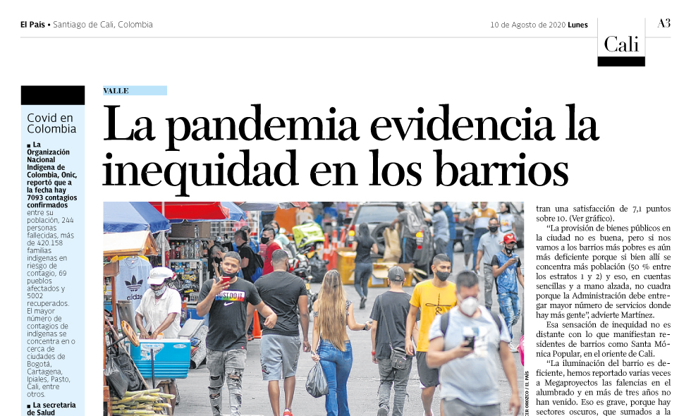 La pandemia evidencia la inequidad en los barrios