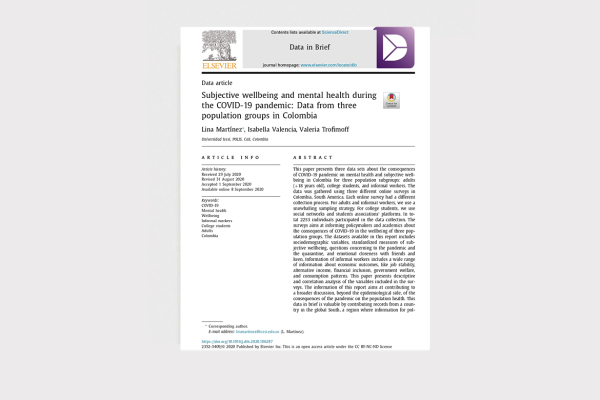 Subjective wellbeing and mental health during the COVID-19 pandemic: Data from three population groups in Colombia