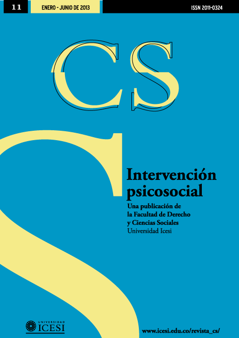 					Ver Núm. 11 (2013): No. 11, Enero-Junio (2013): Intervención psicosocial
				